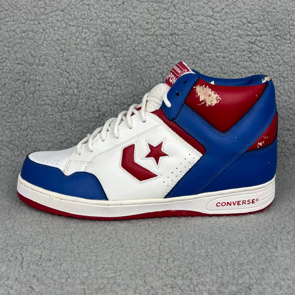 Converse Weapon High Mens 13 Shoes White Blue Red USA Olympic Vintage Sneakers 4 - Picture 2 of 12